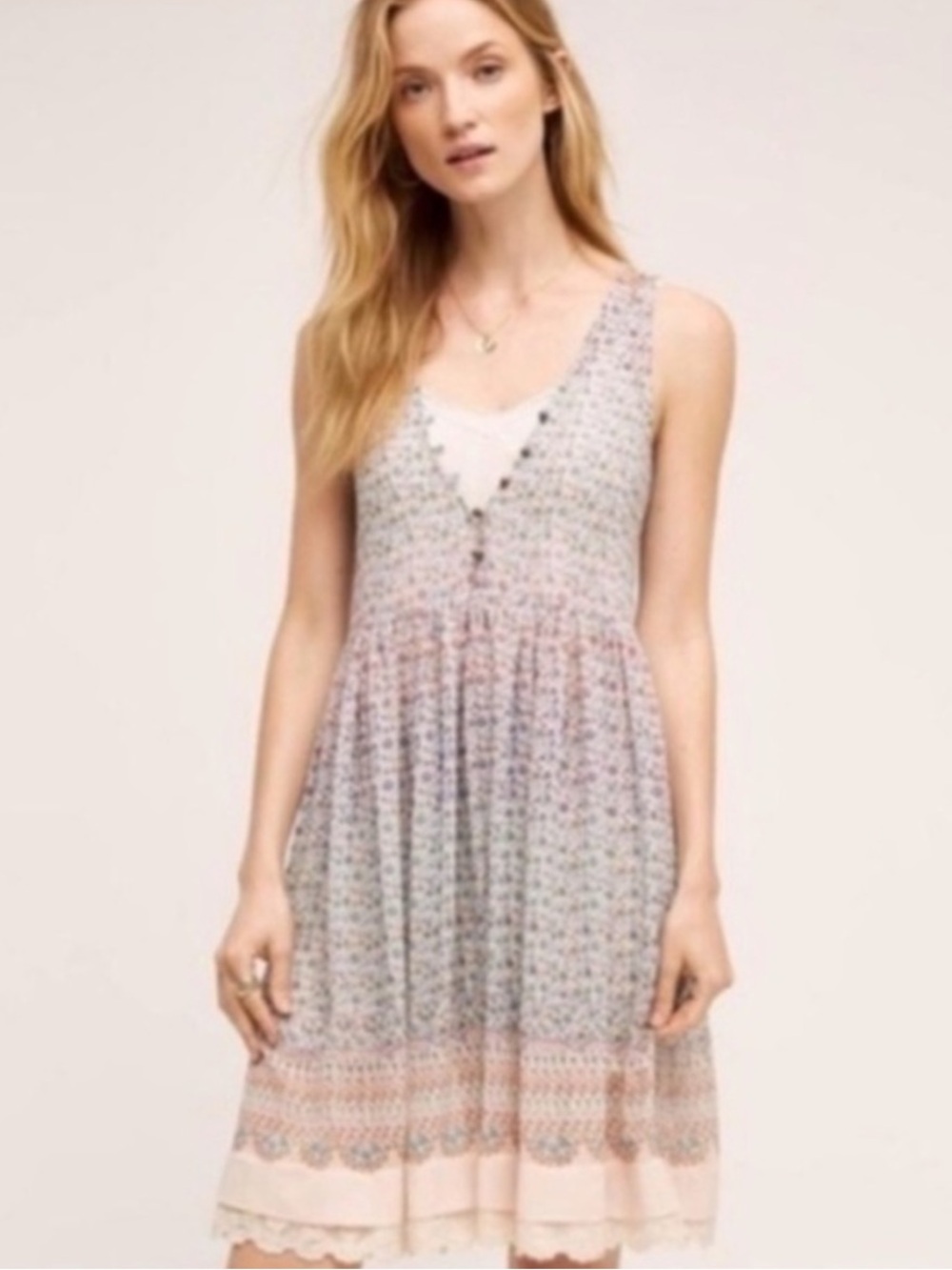 Maeve Violetta Floral Layered Dress Removable Slip Lavender Medium